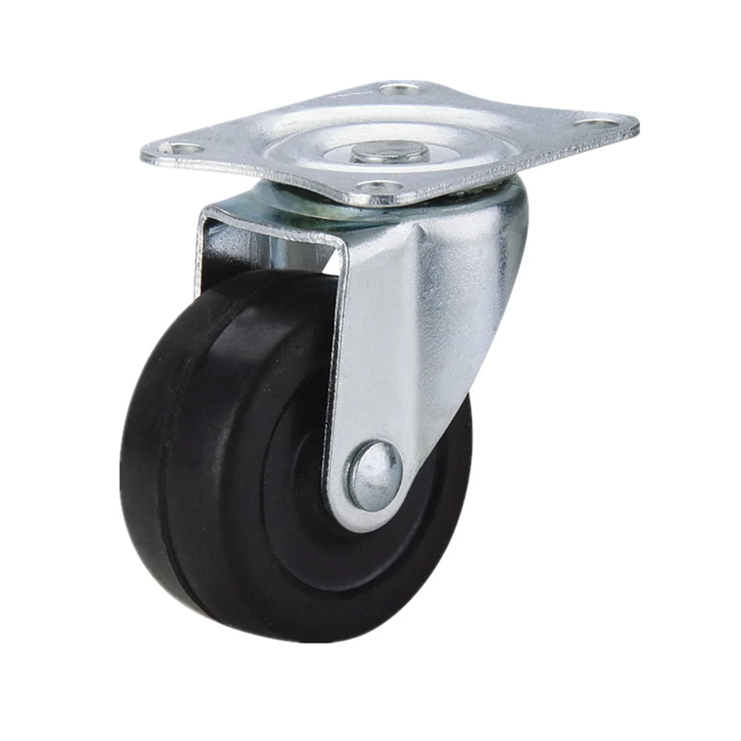 40mm 50mm 65mm 75mm Chinese Manufacture Side Brake Swivel Top Plate Black Rubber  Caster Wheel
