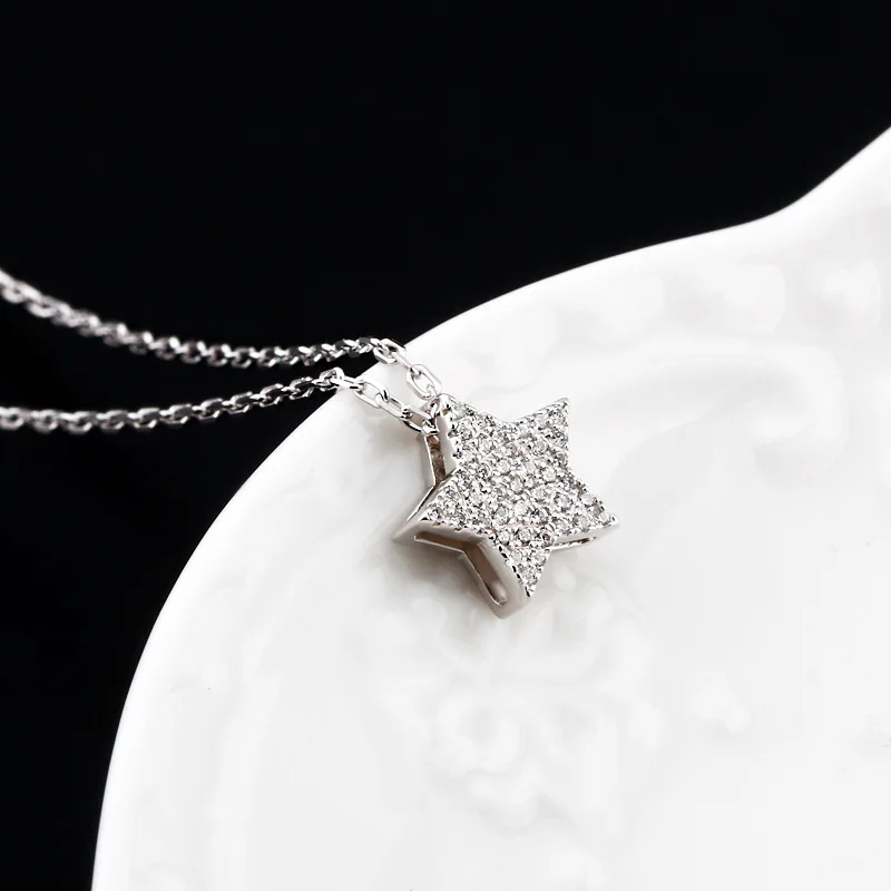 Stylish Five-Pointed Star Silver O-Chain Necklace