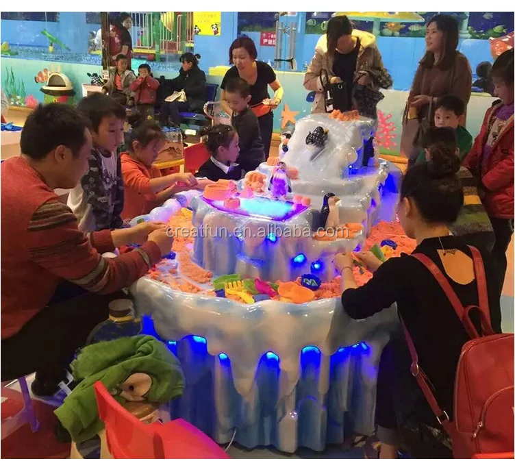 Indoor playground DIY multi-players fiberglass magic art sand table for children