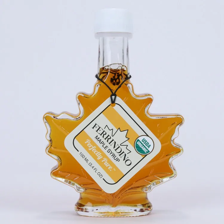 250ml 100ml 50ml Maple Leaf Shaped Glass Bottle For Maple Syrup Glass Syrup Bottles With Screw