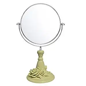 Halloween/Thanksgiving/Christmas/April Fools ' Day Gifts ,Holiday gifts, birthday Gifts Creative pastoral European lovely wedding roses resin HD desktop double-sided makeup mirror (7 inch, Green)