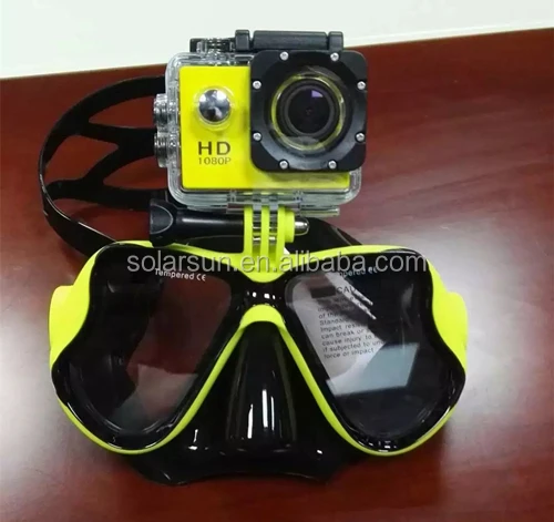 New arrivals gopro scuba mask and snorkels tempered lens version silicone diving mask for adult