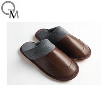 2018 Real Genuine Leather Women Men Couples Home Slippers For Indoor House Bedroom Shoes Comfortable Plush Warm Winter Buy High Quality Leather Men