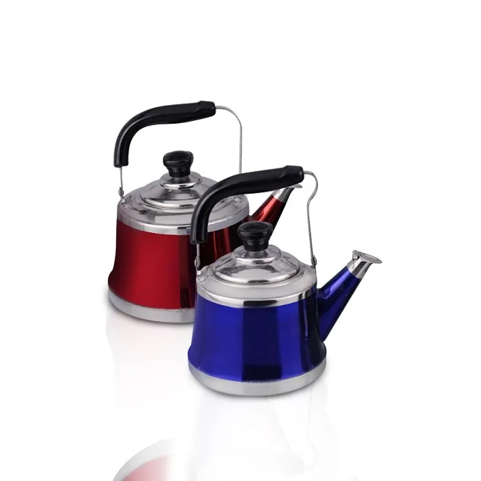 Hot Nonelectric Tea Kettle Whistle Stainless Steel Colored Kettle
