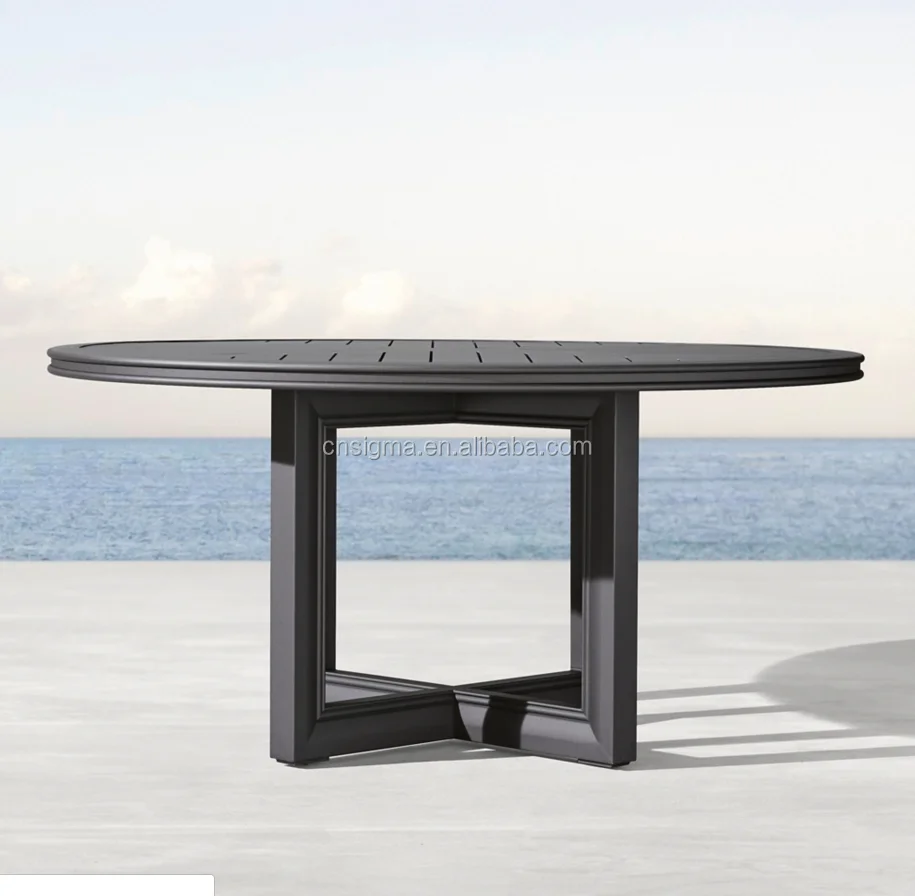 Metal Outdoor Furniture Round Dining Table Powder Coated Aluminum Tube