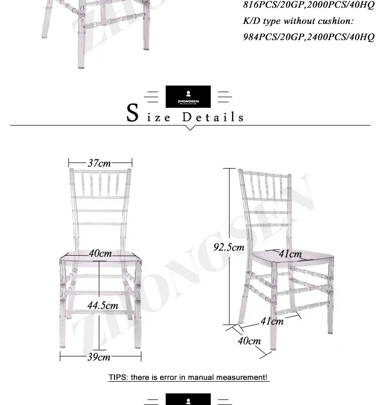Acrylic Clear Chiavari Wedding Chair With Top Transparency Crystal