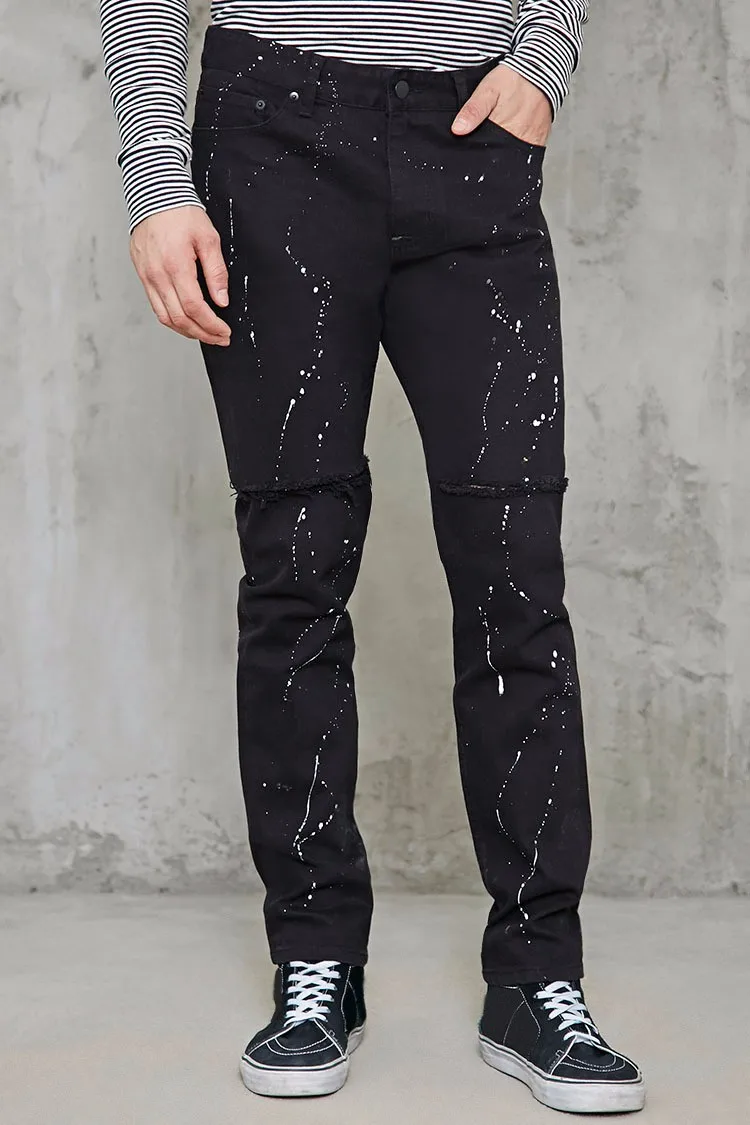 black splatter jeans