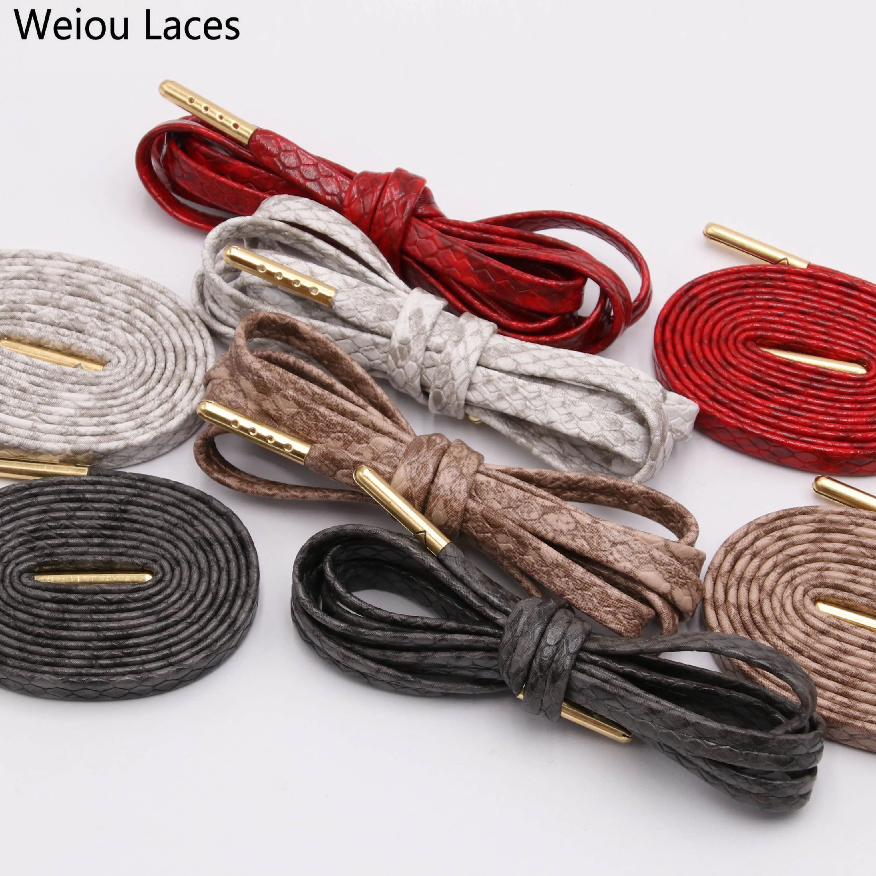 Weiou Snakeskin Leather Shoelace Real Leather Made Elegant Premium