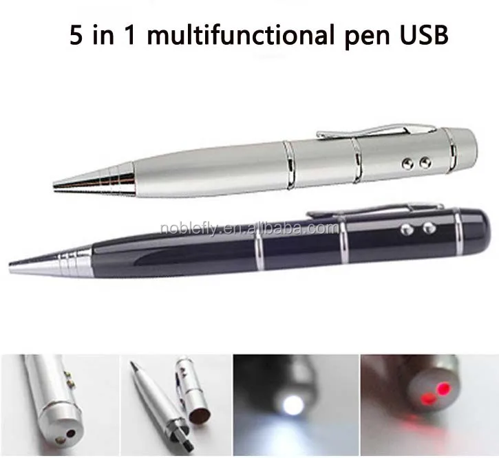 5 In 1 Function Metal Laser Pointer Pen Drive Usb Money Detector Metal