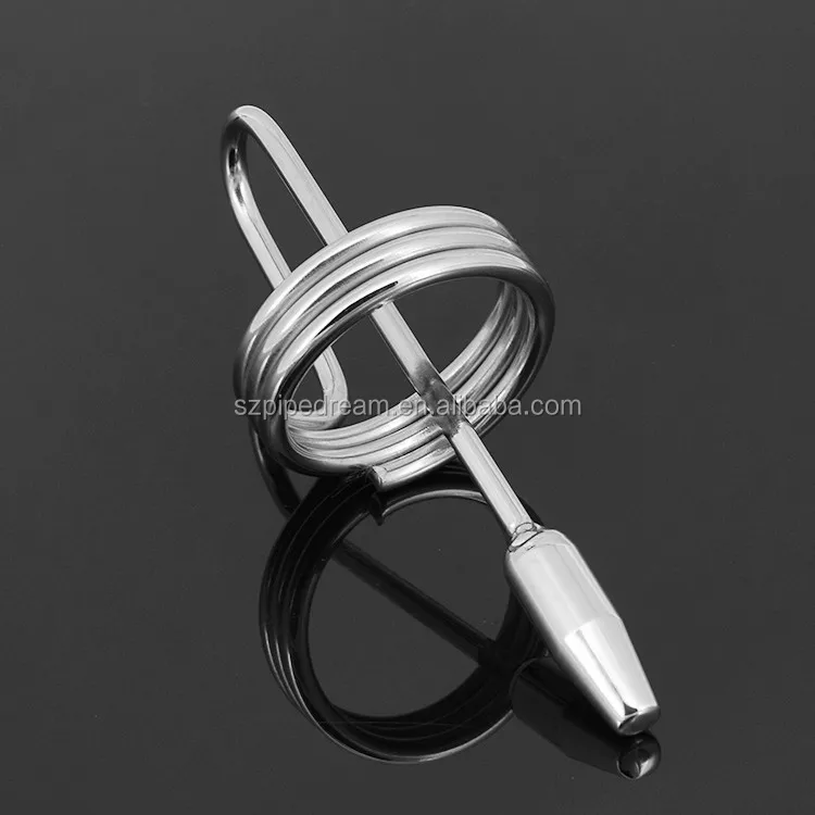 Male Stainless Steel Urinary Plug Catheter Penis Clamp Ring Metal Tube