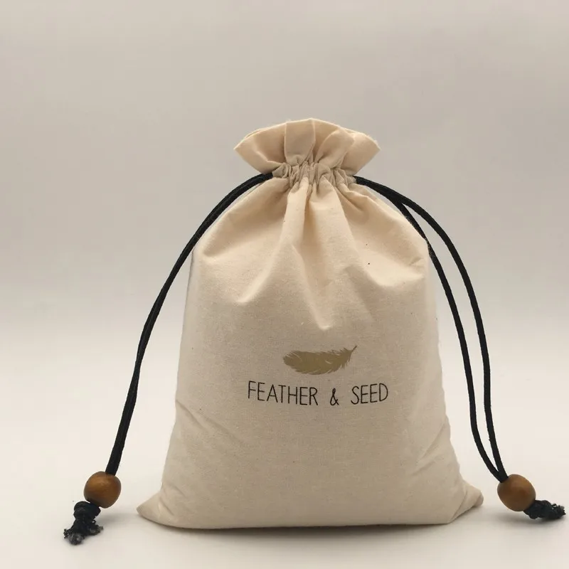 Custom Drawstring Cotton Seed Packaging Bag With Beads Buy Seed