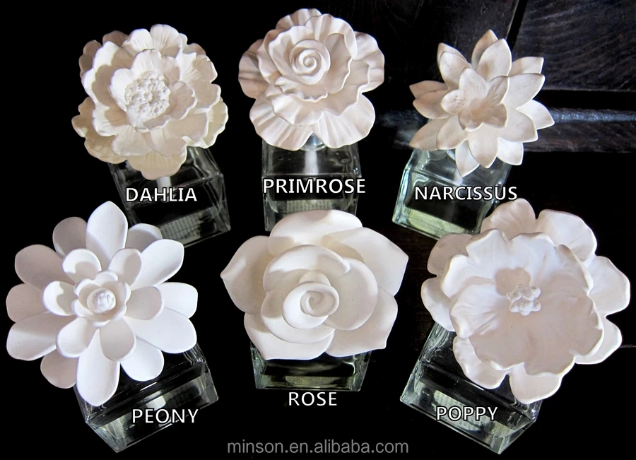 Handmade White Ceramic Flower For Aroma Oil Diffuser Buy Ceramic