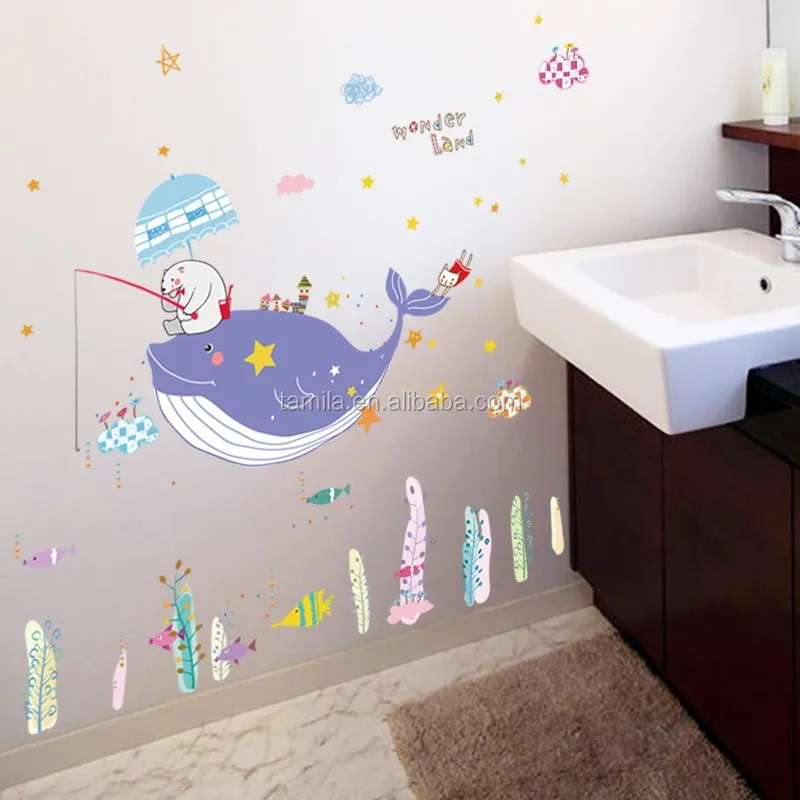 Mer Baleine Poisson 3D À faire soi-même autocollants muraux Amovible Décoration Autocollants Pour Enfants Chambre