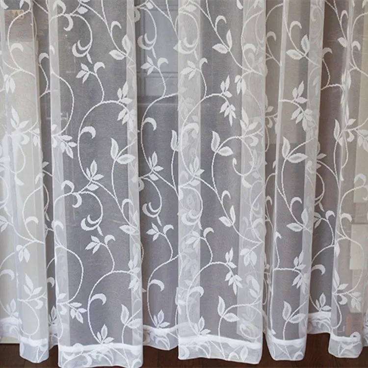 German Lace Curtains With Rod Pocket Polyester Jacquard Tree Branch