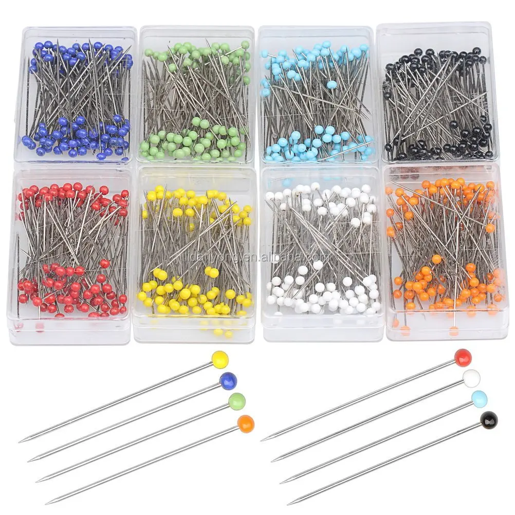 HEEPDD Sewing Pins 800Pcs 30mm Multicolor Glass Ball Head Straight Pins Dressmaking Needles for Dressmaking Jewelry Components Flower Decoration 8 Colors 