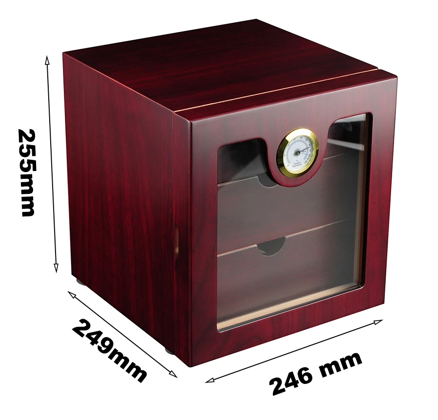 Sonny Cherry Paint Big Capacity Cigar Hotel Humidor Cabinet with Three Drawers (2)