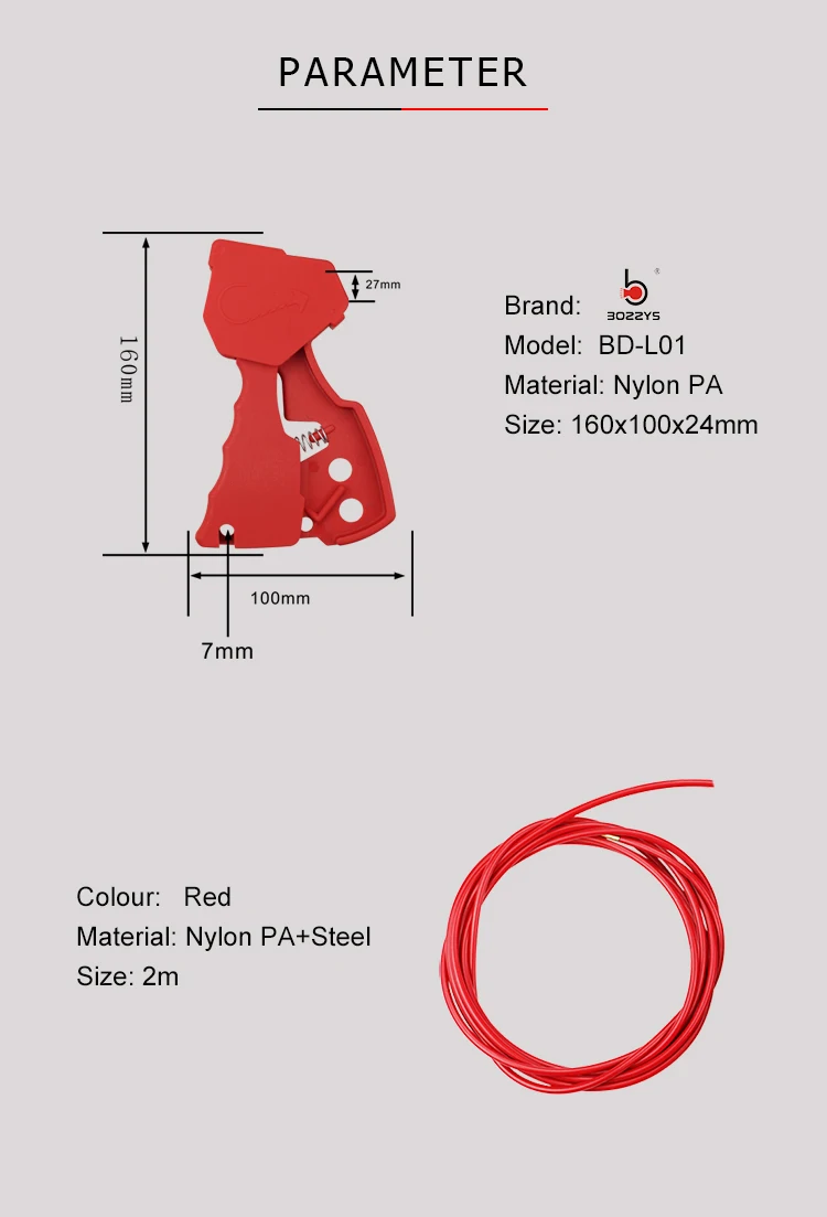 BOSHI Industrial Use Multipurpose Red Cable Lockout Device