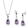 Customized women sterling silver amethyst cz zircon jewelry set