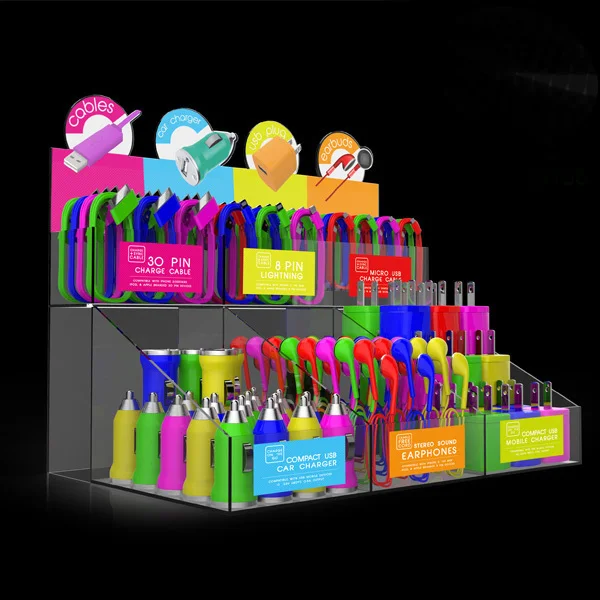 Wholesale Counter Top 6 Bins Acrylic Iphone Cases Display Case Clear