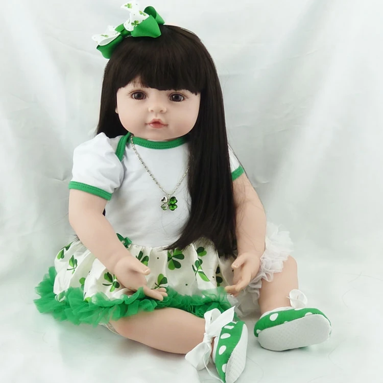 Silicone Reborn Baby Doll Toys 22 Inch With Long Hair Realistic Baby Dolls 100 Handmade Girl Reborn Kids Playmates Doll Toys Buy Silicone Reborn Baby Dolls Reborn Baby Doll Cloth Baby Doll Toy