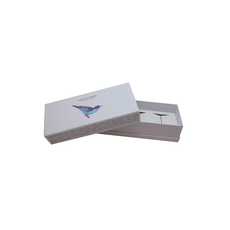White Cardboard Box Packaging Custom With Lid And Paper Card Holder