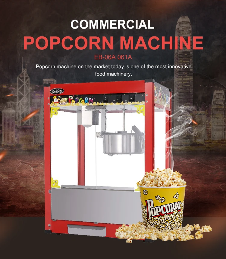 EB-06A Luxury Top 8Oz Electric China Factory Automatic Commercial Popcorn Vending Making Red Popcorn Machine Maker