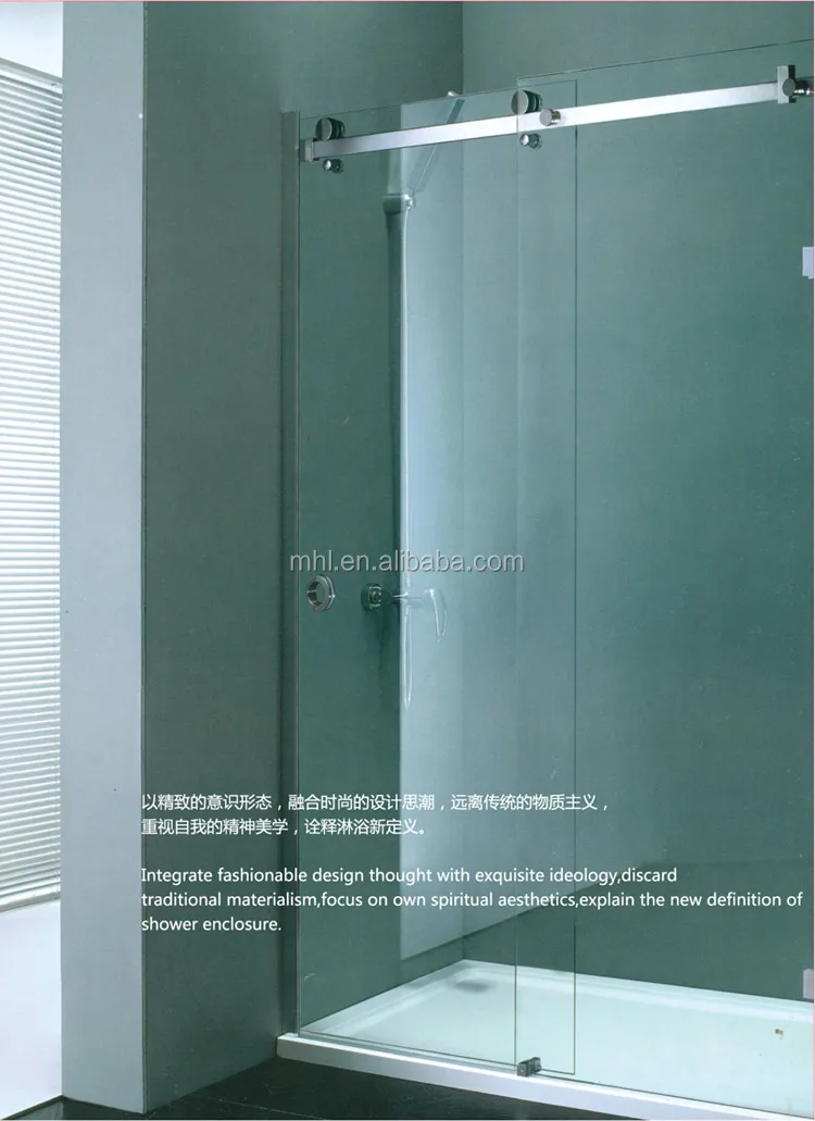 interior frameless shower room bathroom glass sliding hanging door wheel roller folding system