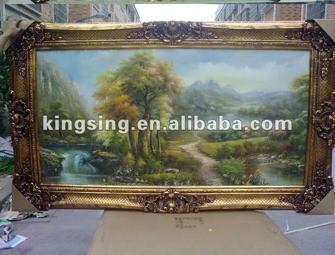 Hot Sale New Style 24x36" Wall Resin Moulding Antique Gold Oil Painting