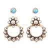 Vintage design crystal beads stud assembled alloy hoop earrings for girls wholesale