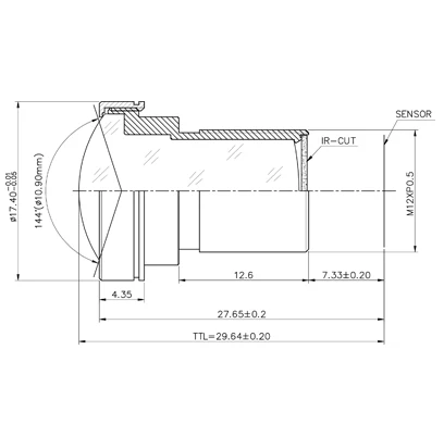 JXF25 sensor 7G F1.8 FOV 138 cctv board m12 lens 1/2