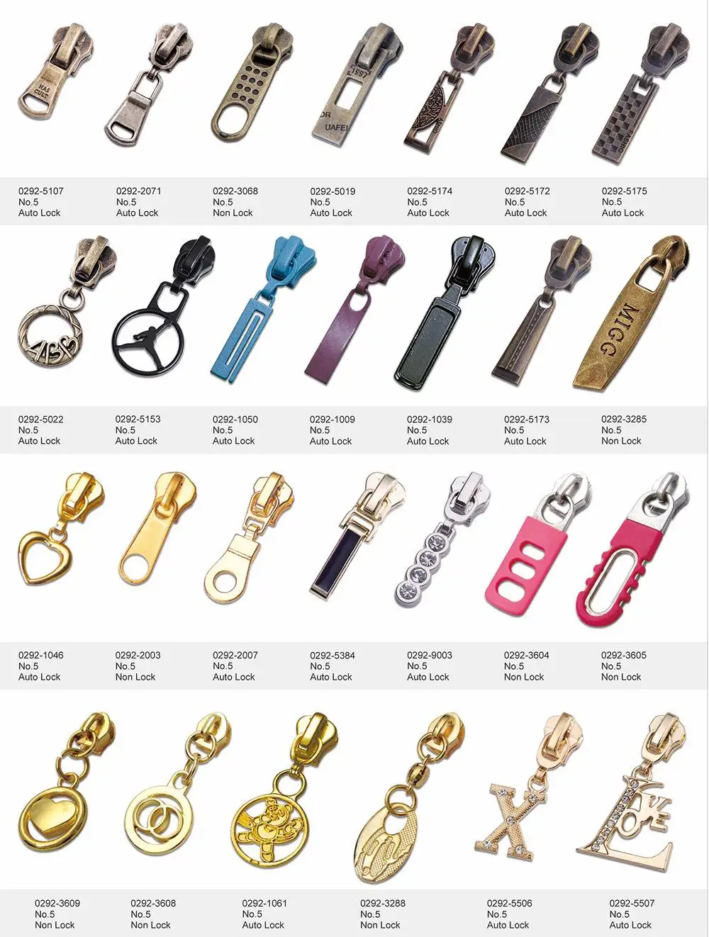 8 Two Key Locking Long Pull Non Lock Zipper Slider Buy Key Locking