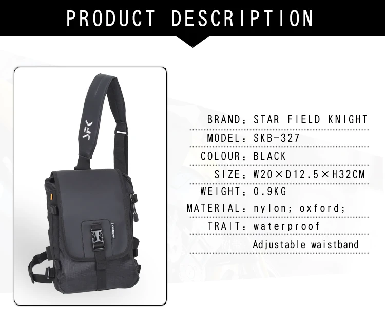 Mensageiro à Prova Bolsa de 8 Bolsas Sling Motocicleta Preta Ultra Robusto Cordura d' Água l 11 black motorcycle