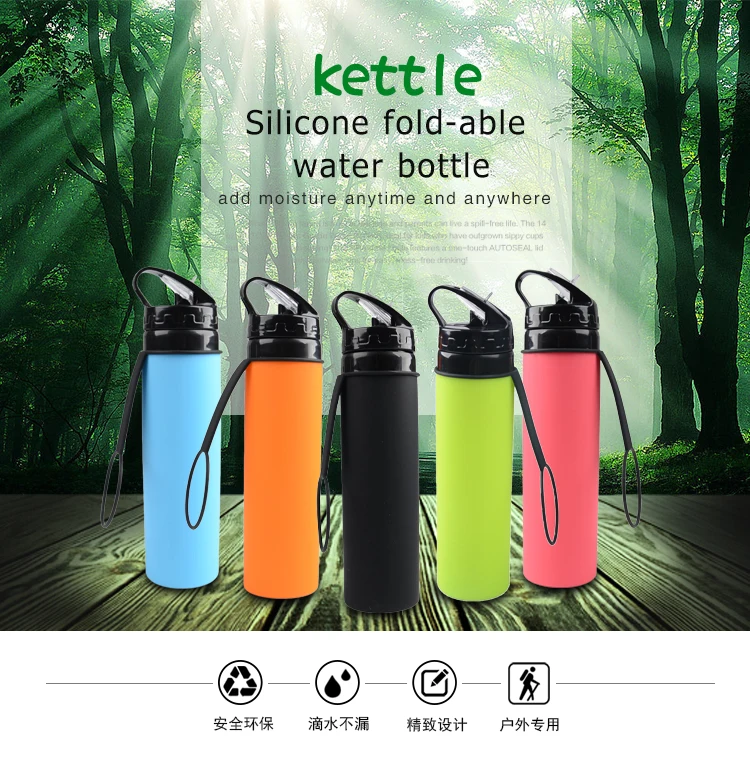 Fashionable foldable outdoor bpa free drinking water bottle