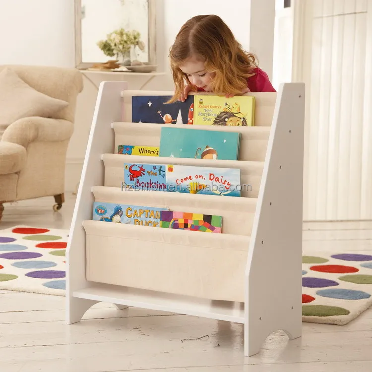 Popular And Cheap White Wooden Children Bookshelf Magazine Display