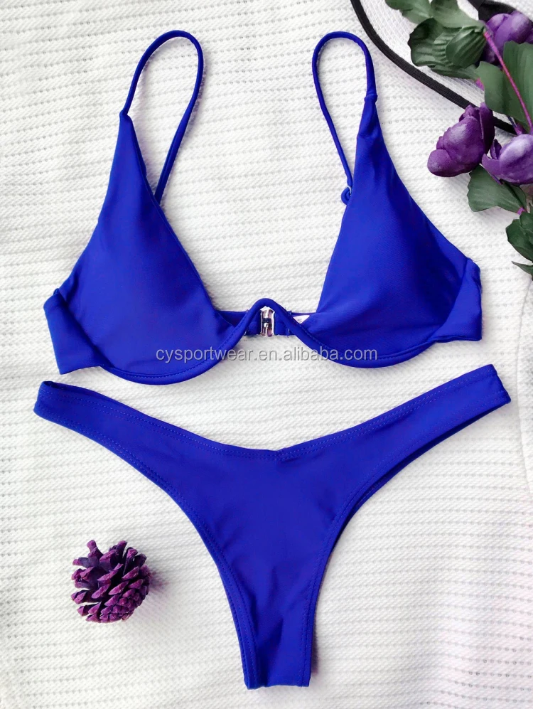 blue underwire bikini