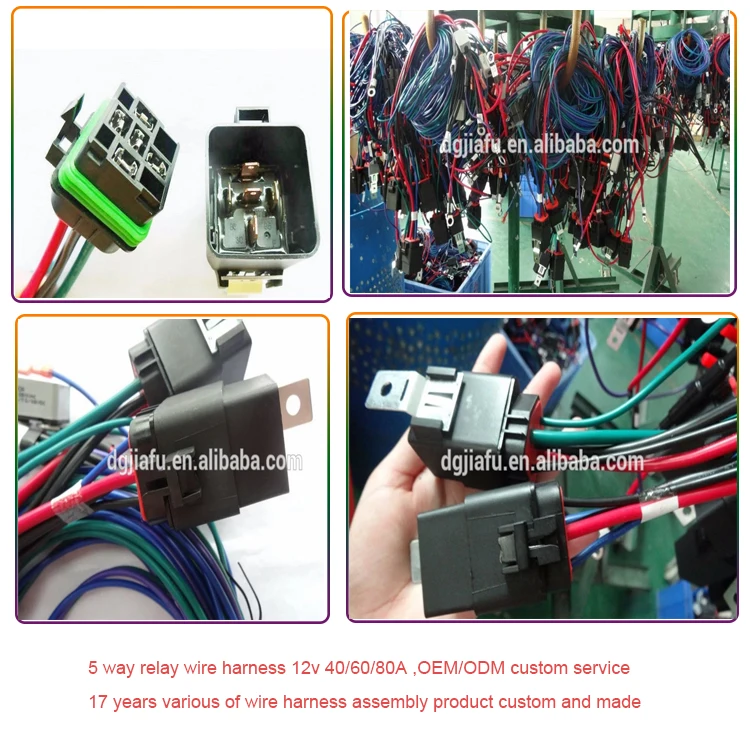 12v 40a 5pin Auto Relay Socket Customized Wire Harness