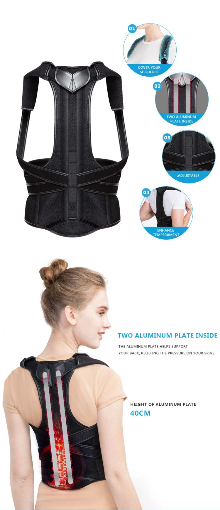 Upper Back Brace Kyphosis Posture Corrector Correction Belt - Buy ...