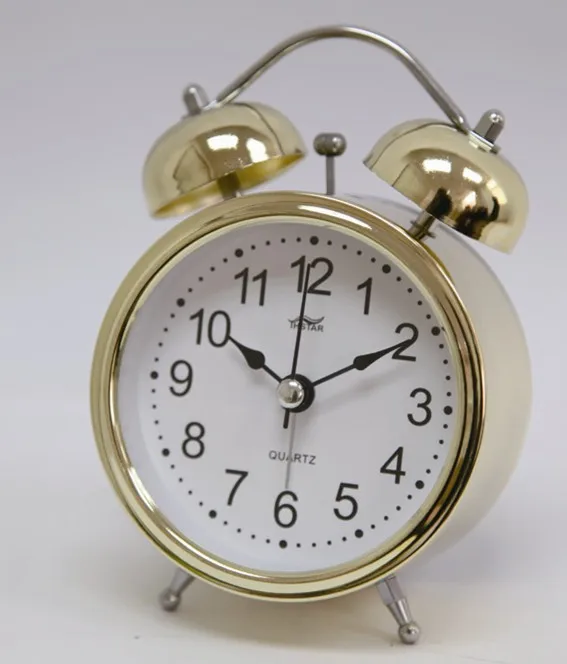 4.5" Twin Bell Alarm Clock,Quartz Analog Table Alarm Clock,Belling Desk