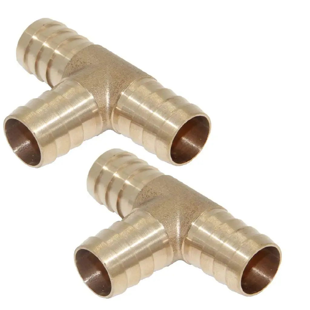 Tee T 3 Way Union Fitting Intersection//Split Brass Water//Fuel//Air Joywayus 5//32 (4mm) ID Hose Barb