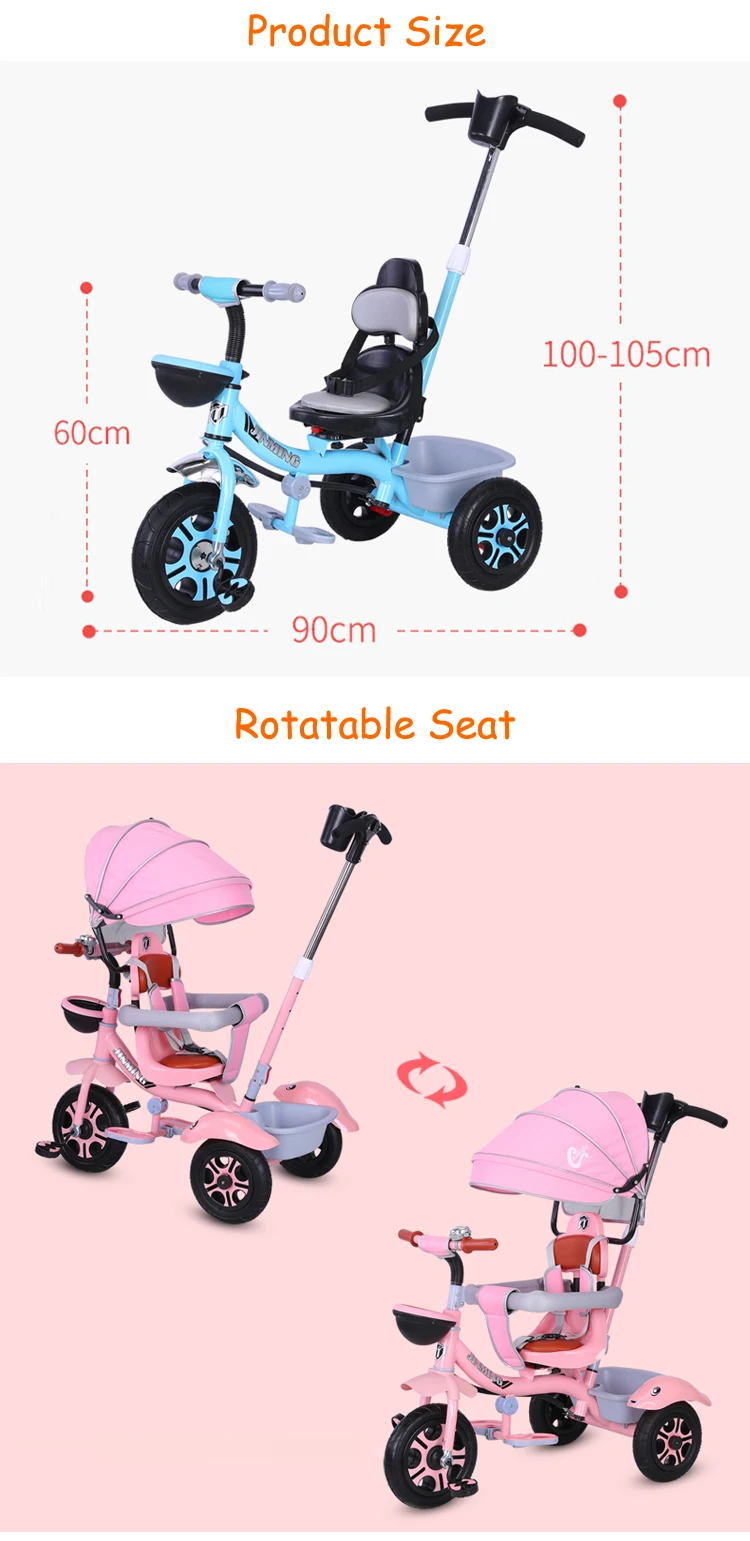 Mini 3 Tyre Three Wheel Rotary Seat Baby Toy Child Kids Tri Cycle For 2