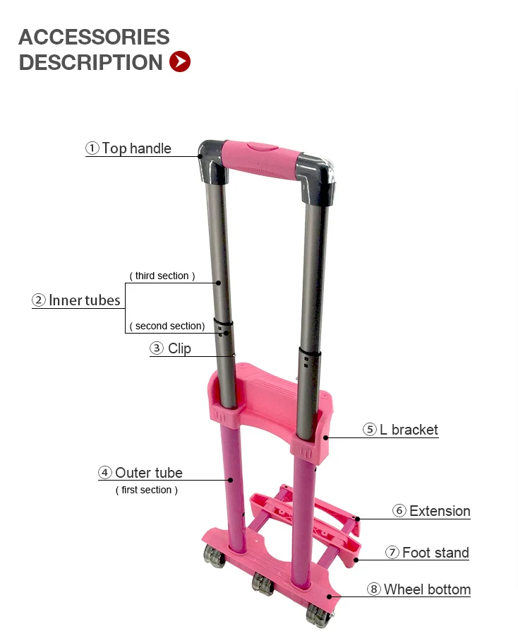 Suitcase Accessories Bag Spare Parts Extension Luggage Trolley Handle