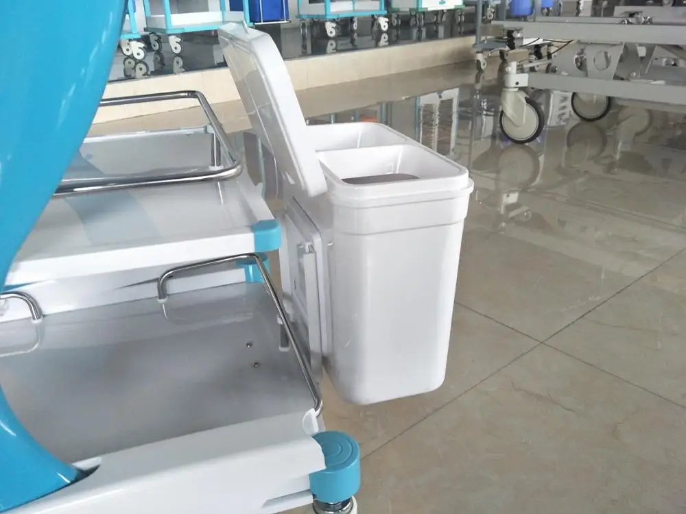 hospital ABS plastic color treatment trolley with drawers