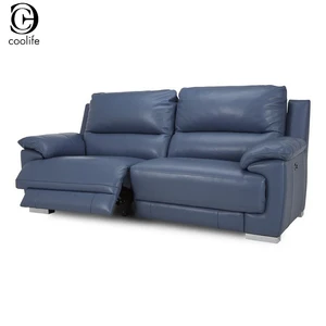 Royal Navy Blue Leather Recliner Sofa