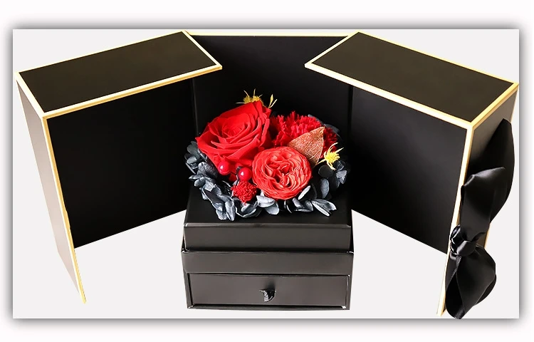 Best Gift Everlasting Real Preserved  Roses Flower With Jewelry Drawer Gift Box