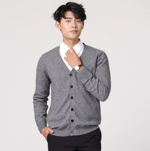 Man sweater long sleeve cardigan pure colour thickening knitted sweater Man sweater long sleeve cardigan pure colour thickening knitted sweater