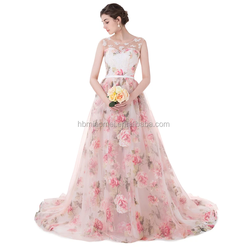 pink chiffon wedding dress