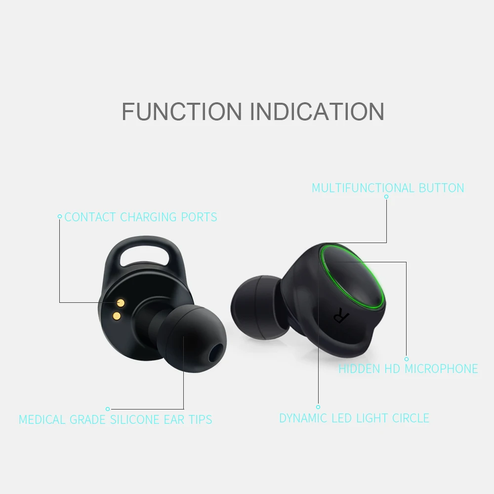 2018 New Design Sport Wireless Bluetooth Earphone Mini Portable