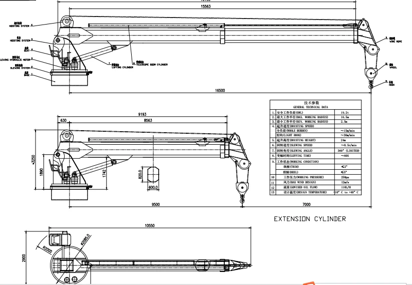 Haoyo Hydraulic Straight Telescopic Boom Marine Ship Deck Crane - Buy ...