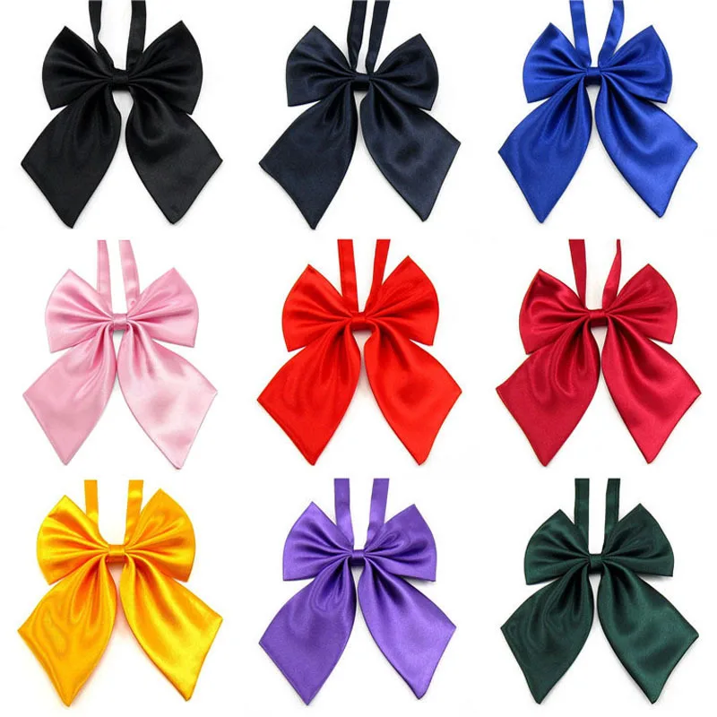 High quality polyester Lady tie collar flower cable tie Pure color bow tie for women