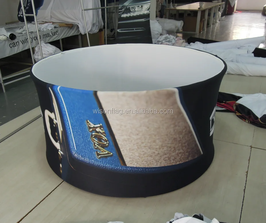 Popular Aluminum Frame Custom Dye Sublimation Tension Fabric Exhibition Circle Hanging Sky Banner Buy Hanging Sky Banner Exhibition Sky Banner Aluminum Frame Sky Banner Product On Alibaba Com